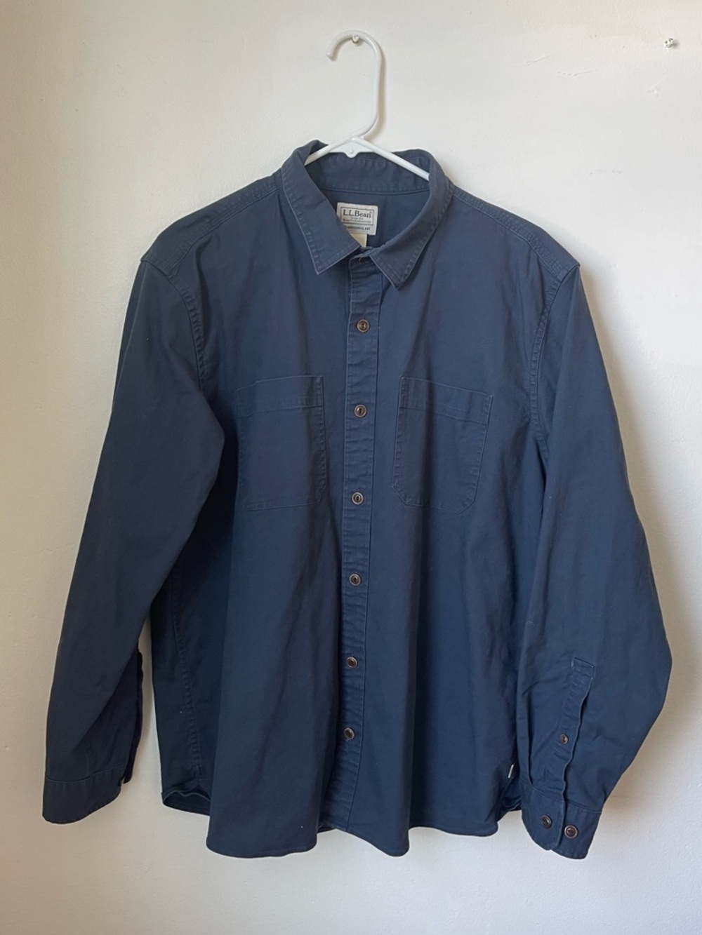 L.L. Bean cotton button down shirt medium navy blue